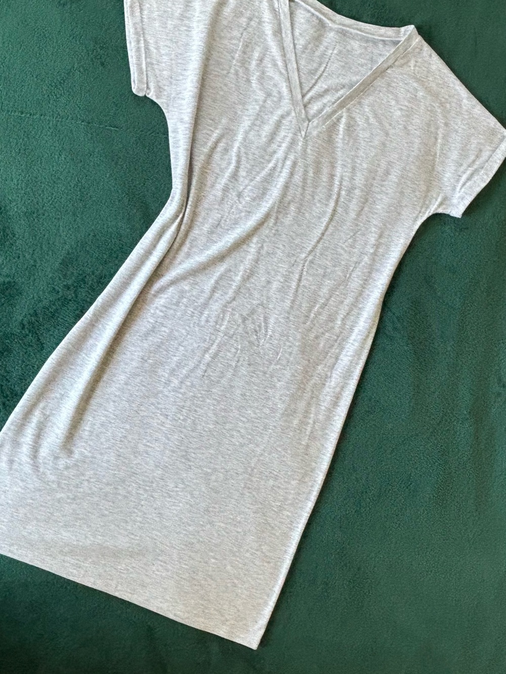 V-neck Short Sleeve Midi Dress in Light Gray